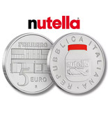 € 5 2021 Italia Nutella Plata de Ley 925 Moneda Rojo Versión Italiano Ex... - £98.86 GBP