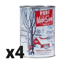 4 cans Pure Canadian Maple Syrup Grade A  Amber roast 540ml each 18 oz F... - £42.43 GBP