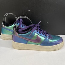 Nike Air Force 1 Boy&#39;s Blue Holographic Low Top Sneakers Size 5Y SKU 6115 - £32.99 GBP