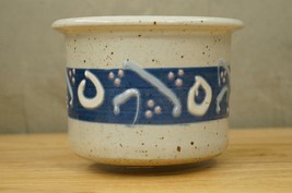 Signed Studio Art Pottery CUNNINGHAM 1987 Stoneware Crock Bowl Gray &amp; Blue - £22.74 GBP