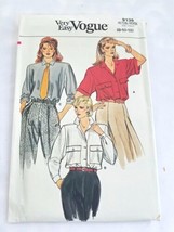 Vogue 9138 Blouse Shirt Shoulder Pads 80s Sewing Size 8 10 12 Pattern Uncut - $22.87