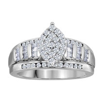 10kt White Gold Womens Round Diamond Oval Cluster Bridal Wedding Engagement Ring - £442.08 GBP