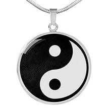 Express Your Love Gifts Yin Yang Necklace Yoga Pendant Stainless Steel or 18k Go - £43.47 GBP