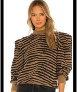 $168 AGOLDE folded sleeve sweatshirt XS brown/black zebra animal print p... - £35.41 GBP