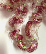 Vintage Rope Twist Metalized Pink White Christmas Garland AS IS 12ft - $9.99
