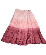 Nolita Boho Cotton Waist Elastic Tiered Maxi Multi-Color Pink Ombre Skir... - $29.81 CAD