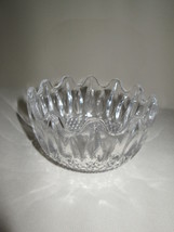 Glass Crystal Clear Candy Nut Bowl Dish Diamonds &amp; Line Designs Loop Rim - $7.95