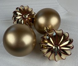 Ornament Christmas  2 Gold Teardrop Glitter 10 &quot; 2 Gold Round 12&quot;  Unbre... - £7.22 GBP