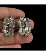 VINTAGE - SIGNED WEISS - RHINESTONE CLIP ON EARRINGS Wedding - GORGEOUS! - $44.56