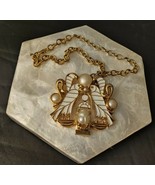 HATTIE CARNEGIE Large 3.5&quot; Egyptian Revival Enameled Pendant Brooch Neck... - $441.08 CAD