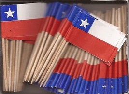 One Box of 100 Chile Toothpick Flags, 100 Small Mini Cupcake Flags - $7.90