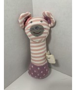 Organic Farm Buddies pink white striped dot mouse plush squeaker stick r... - £7.86 GBP
