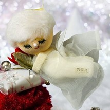 Vtg Styrofoam MCM Flying Toile Netting Angel Rose Christmas Tree Ornament Japan - £19.09 GBP