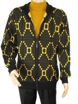 Mens SILVERSILK Fancy Thick Sweater Jacket Zipper Pockets Mock 4202 Black Gold - £99.91 GBP