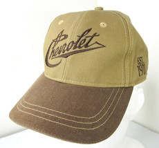 Chevrolet Strapback Hat Brown Cursive Fancy Script Embroidered Logo Est.... - $19.75