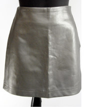 KC Parker Skirt Girls 12 Gray Faux Leather Pleather Short Dressy Vegan Lined New - $16.04