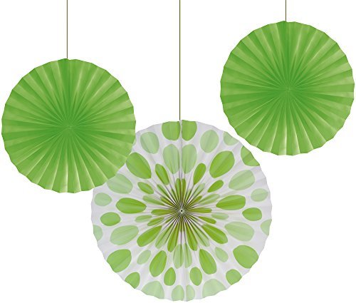 Creative Converting 3-Count Solid and Polka Dots Paper Fans, 12&quot;/16&quot;, Fr... - $1.75