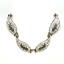 Vintage Sterling Siam Carved Dancing Goddess White Enamel Leaf Link Neck... - $123.75