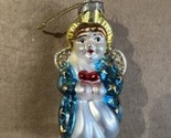 Vtg Blown Glass Christmas Tree Angel Glitter Wings Gold Blue White FREE ... - $12.82