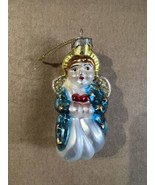 Vtg Blown Glass Christmas Tree Angel Glitter Wings Gold Blue White FREE ... - £10.24 GBP