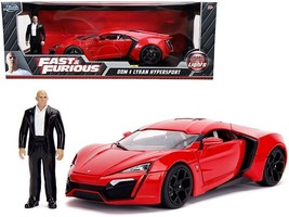 Lykan Hypersport Red with Lights and Dom Figurine &quot;Fast &amp; Furious&quot; Movie... - £72.22 GBP