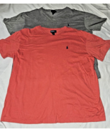 2 Polo Ralph Lauren TShirt Mens LARGE T Shirt Pony Logo gray orange crew... - £10.17 GBP