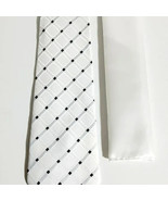 New KaiLong Mens Hand Made Silk NeckTie White / Black Solid silk handker... - £25.21 GBP