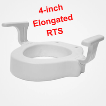 MOBB 4-inch Elongated Raised Toilet Seat, Handles, White, 300lbs, Durable ABS - £77.49 GBP