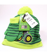 NEW JD Toddler Stocking Cap And Matching Mittens Green w/Tractor  Tracto... - £10.05 GBP