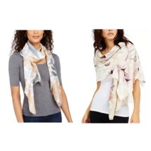 INC Floral Pashmina Scarf Set of 2 Neutral Colors Snake Embossed Spring NWT - £19.57 GBP