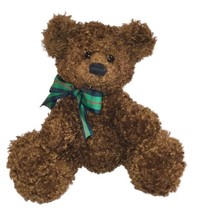 Gund Plush Fuzzles Brown Teddy Bear Green Bow Stuffed Animal Beanie Mica 6481 7&quot; - £8.04 GBP