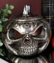 Wicca Pentagram Alchemical Symbols Pumpkin Skull Cauldron Pot Decorative Box - £28.92 GBP