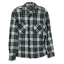 Nordstrom Mens Size Medium Slate &amp; Stone Plaid Button Down Heavy Flannel Shirt - £27.11 GBP