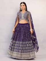 Designer purple lehenga choli set with heavy dupatta set,lehenga for wom... - $67.00