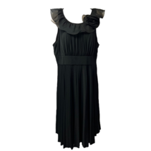 Max &amp; Cleo Womens Fit Flare Dress Black Midi Ruffle Empire Waist Sleeveless 12 - £16.13 GBP