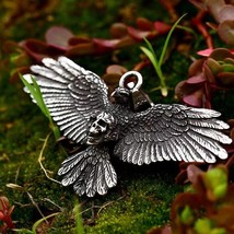 Mens Skull Flying Eagle Pendant Necklace Stainless Steel Jewelry Chain 24&quot; Gift - £8.69 GBP
