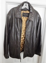 MARC NEW YORK Andrew Marc Men&#39;s Leather Jacket Coat Zip Lining Brown L D... - £70.25 GBP