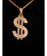 HUGE 4&quot; Dollar Sign necklace / Vintage rapper jewelry - Banker Money sig... - £98.75 GBP