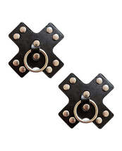 Neva Nude Burlesque Pierced N&#39; Punked Leather Metal X Silicone Reusable Pasties  - £29.07 GBP