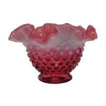 Fenton Hobnail Cranberry Opalescent Ruffled Edge Pre logo Vase - £47.93 GBP