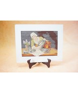  Cross stitch handmade embroidered picture Lady cleaning silverwear - $397.26