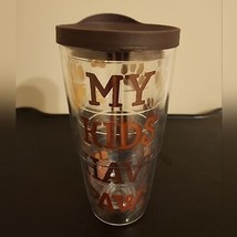 Tervis &quot;My Kids Have Paws&quot; Clear Insulated 24 oz Brown Lid Dog Cat Pet T... - $9.89