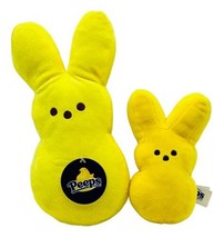 Peeps Bunny Plush Easter Basket Rabbit Yellow 9 and 6 inch Stuffed Lot of 2 - £12.66 GBP
