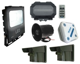 Security Light &amp; Siren Wireless Driveway Alarm with 2 x PIRs &amp; 2 x Receivers - £356.09 GBP