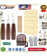 Complete Wood Whittling Kit for Beginners: 3 Knives &amp; 8 Basswood Blocks - $995.30 MXN