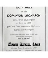 Dominion Monarch Cruise Ship 1955 Advertisement UK Import Shaw Savill Li... - £15.74 GBP