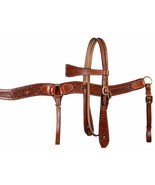 Western Tooled Leather Tack Set Horse Bridle Headstall w/ Reins + Breast... - £61.83 GBP