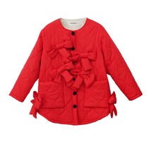 imakokoni original Japanese Yule christmas red bow cotton jacket Autumn/Winter w - £107.07 GBP
