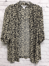 TanJay Womens Stretch Black Cream Baroque Print Open-Front Cardigan Top L - £15.50 GBP
