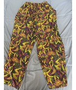 Vintage 80’s Inclinations Brown Outdoors Leaf Print Drawstring Pants Siz... - $30.99